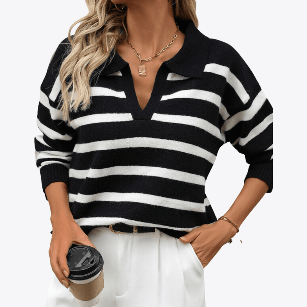 Gestreifter V - Neck Sweater - Giovanni Battaglia