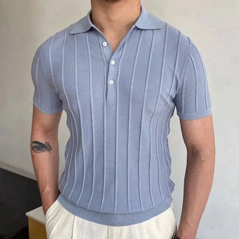 Gestreiftes Polohemd mit italienischem Kragen - Giovanni Battaglia