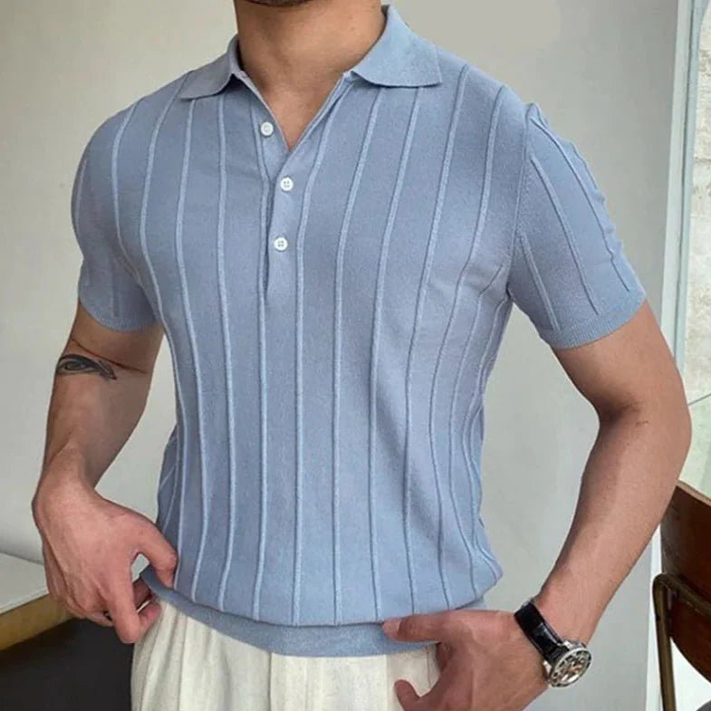 Gestreiftes Polohemd mit italienischem Kragen - Giovanni Battaglia