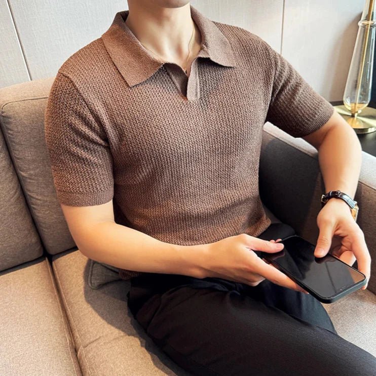 Gestricktes Polohemd mit kurzen Ärmeln - Giovanni Battaglia