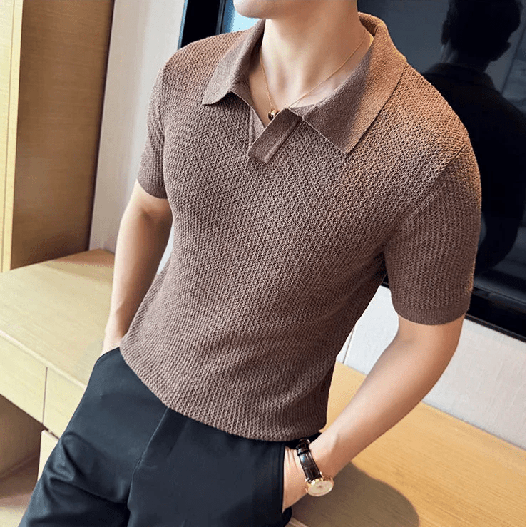 Gestricktes Polohemd mit kurzen Ärmeln - Giovanni Battaglia