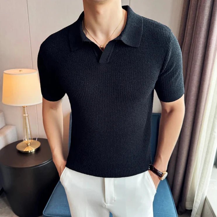 Gestricktes Polohemd mit kurzen Ärmeln - Giovanni Battaglia