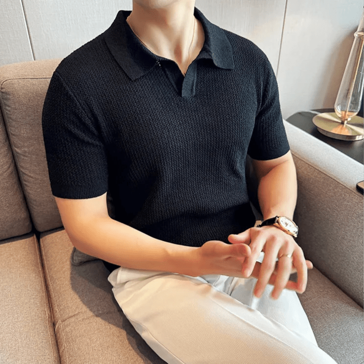 Gestricktes Polohemd mit kurzen Ärmeln - Giovanni Battaglia