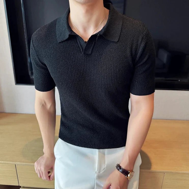 Gestricktes Polohemd mit kurzen Ärmeln - Giovanni Battaglia