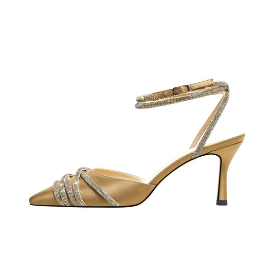 Gold Rhinestone Wrap Sandals Jady Rose