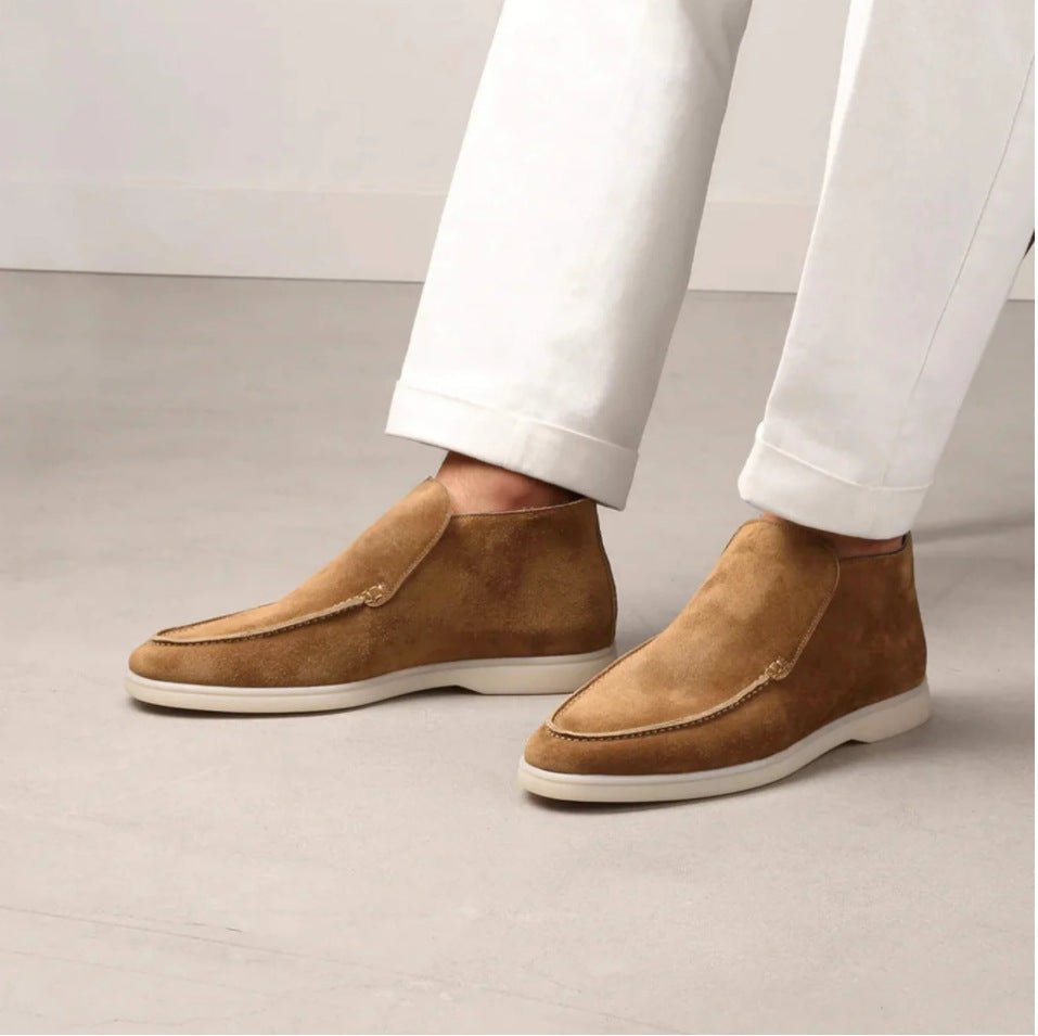 High Rise Suede Loafers - Giovanni Battaglia