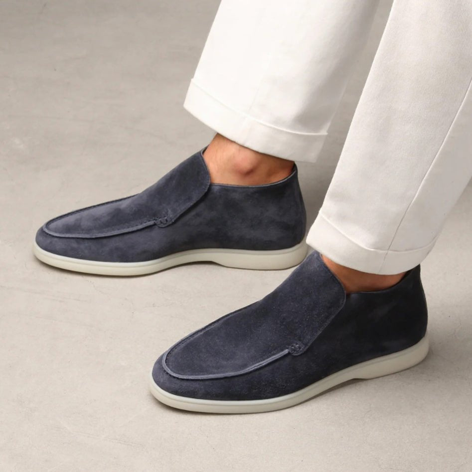 High Rise Suede Loafers - Giovanni Battaglia