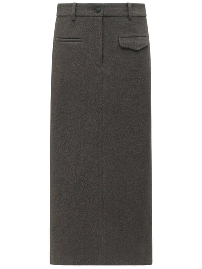Charcoal High-Waisted Midi Skirt Cocobella