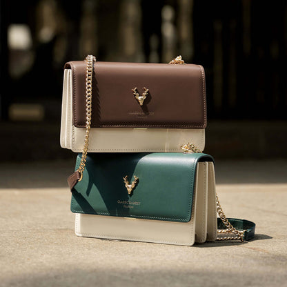 Kylie Double Chained Leather Shoulder Bag Nalandu