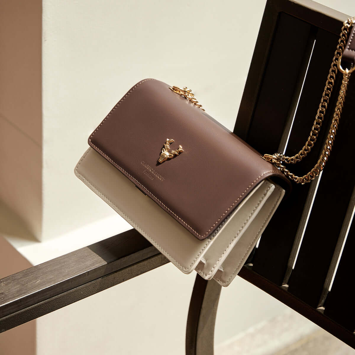 Kylie Double Chained Leather Shoulder Bag Nalandu