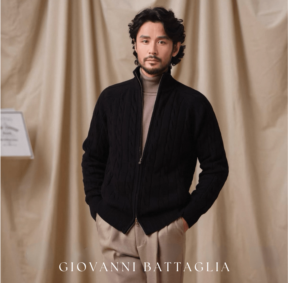 „La Maglia Alta“ | 100% Baumwolle 880g | Sartorialer Stehkragen - Cardigan - Giovanni Battaglia