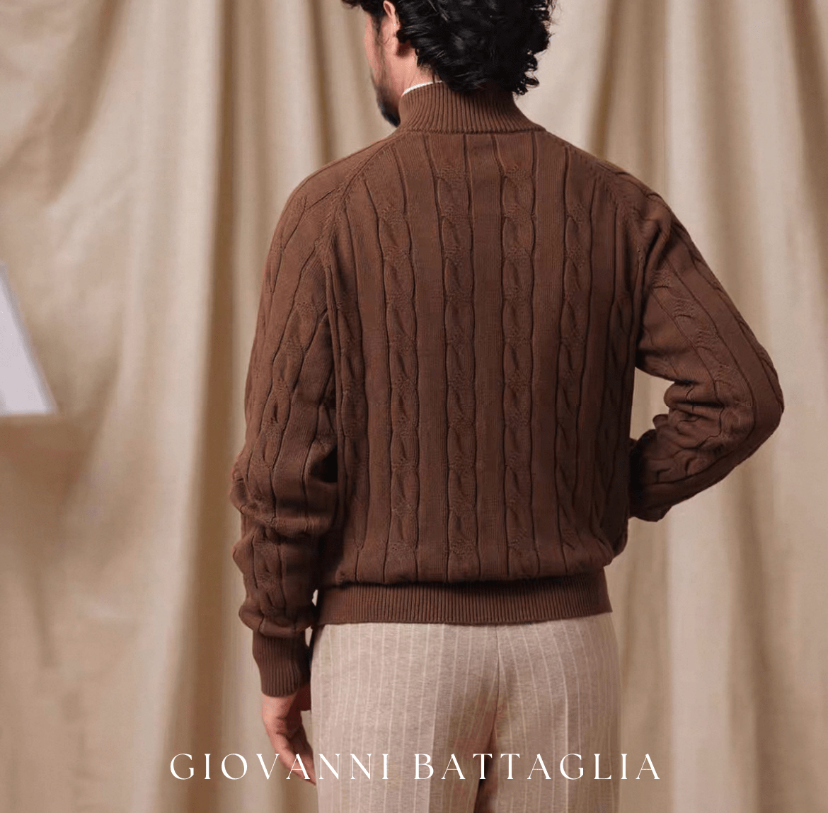 „La Maglia Alta“ | 100% Baumwolle 880g | Sartorialer Stehkragen - Cardigan - Giovanni Battaglia