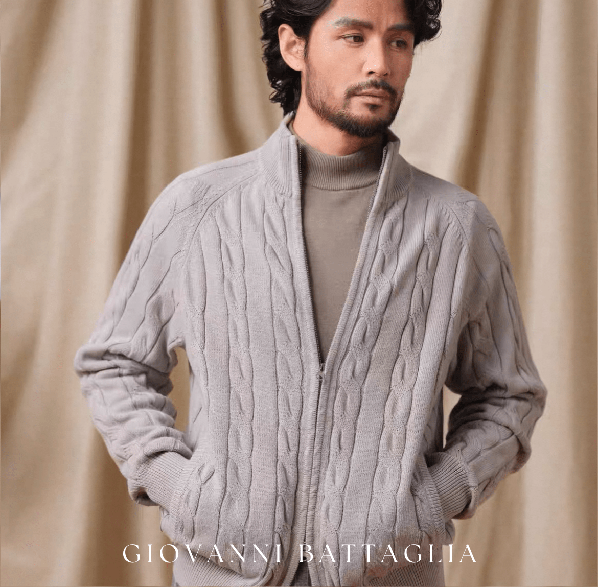 „La Maglia Alta“ | 100% Baumwolle 880g | Sartorialer Stehkragen - Cardigan - Giovanni Battaglia