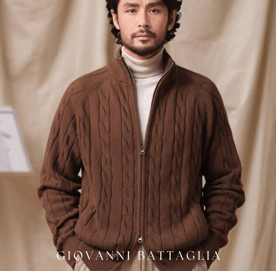 „La Maglia Alta“ | 100% Baumwolle 880g | Sartorialer Stehkragen - Cardigan - Giovanni Battaglia