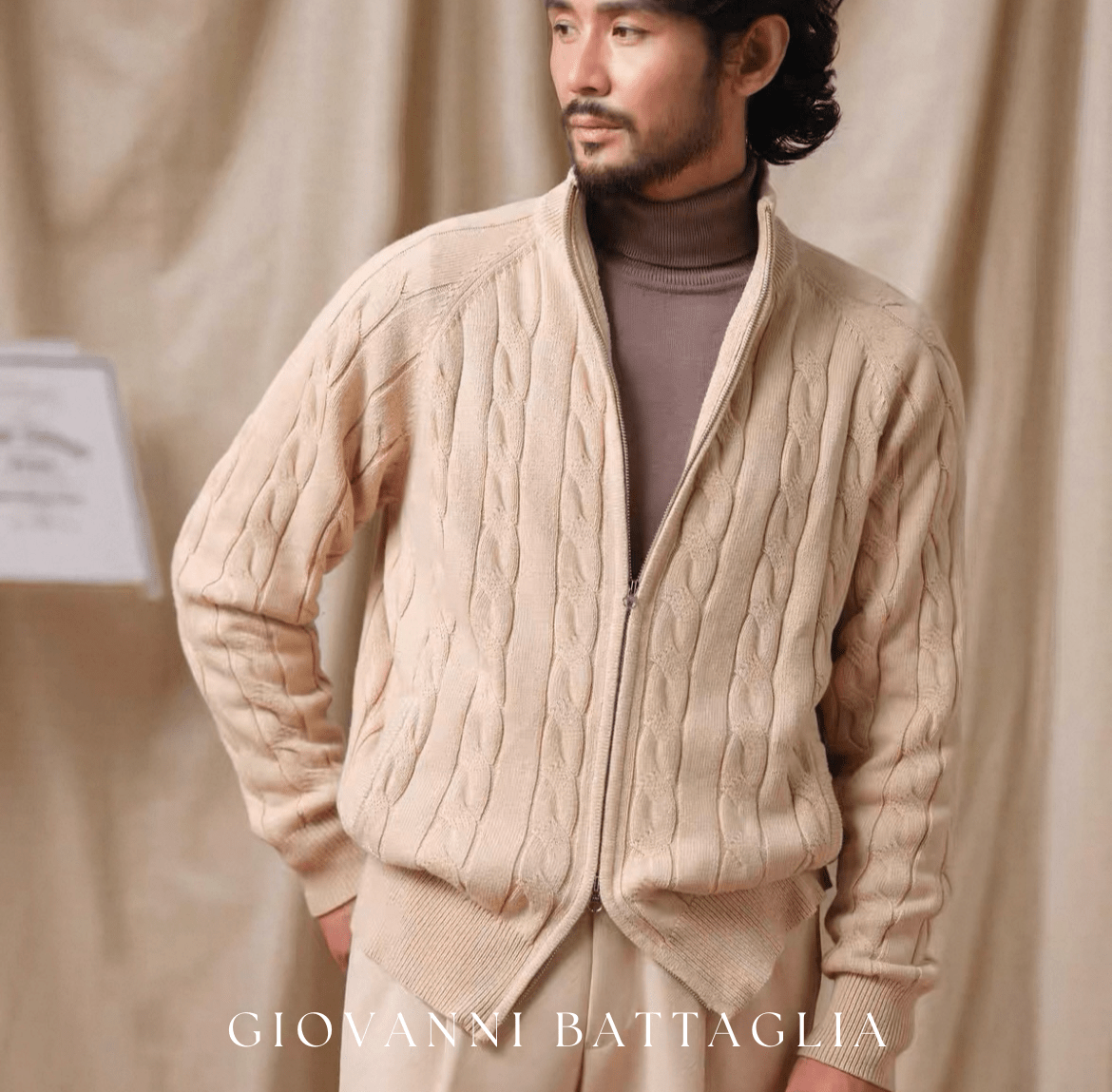 „La Maglia Alta“ | 100% Baumwolle 880g | Sartorialer Stehkragen - Cardigan - Giovanni Battaglia