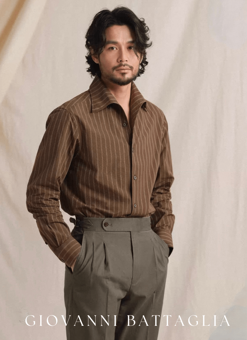 „L'Aria“ | Seersucker Streifenhemd | Sartorialer One - Piece Collar - Giovanni Battaglia