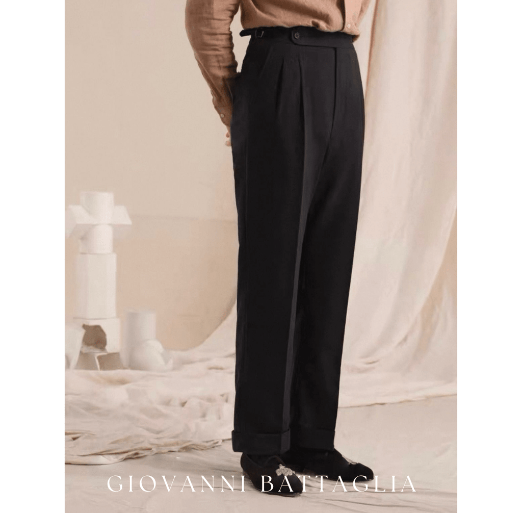 „L'Armatura“ | High - Twist Leinen - Struktur | Neapolitanische Doppelbundfaltenhose - Giovanni Battaglia