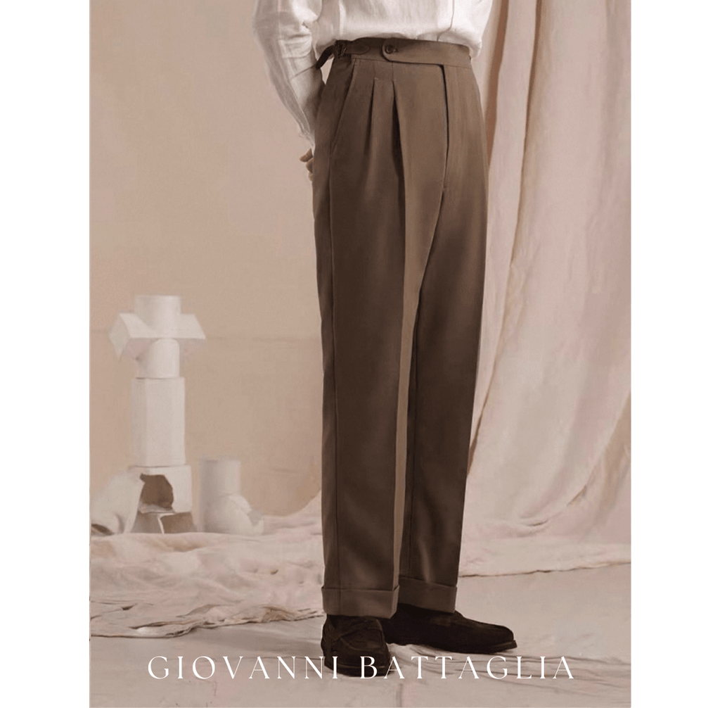„L'Armatura“ | High - Twist Leinen - Struktur | Neapolitanische Doppelbundfaltenhose - Giovanni Battaglia