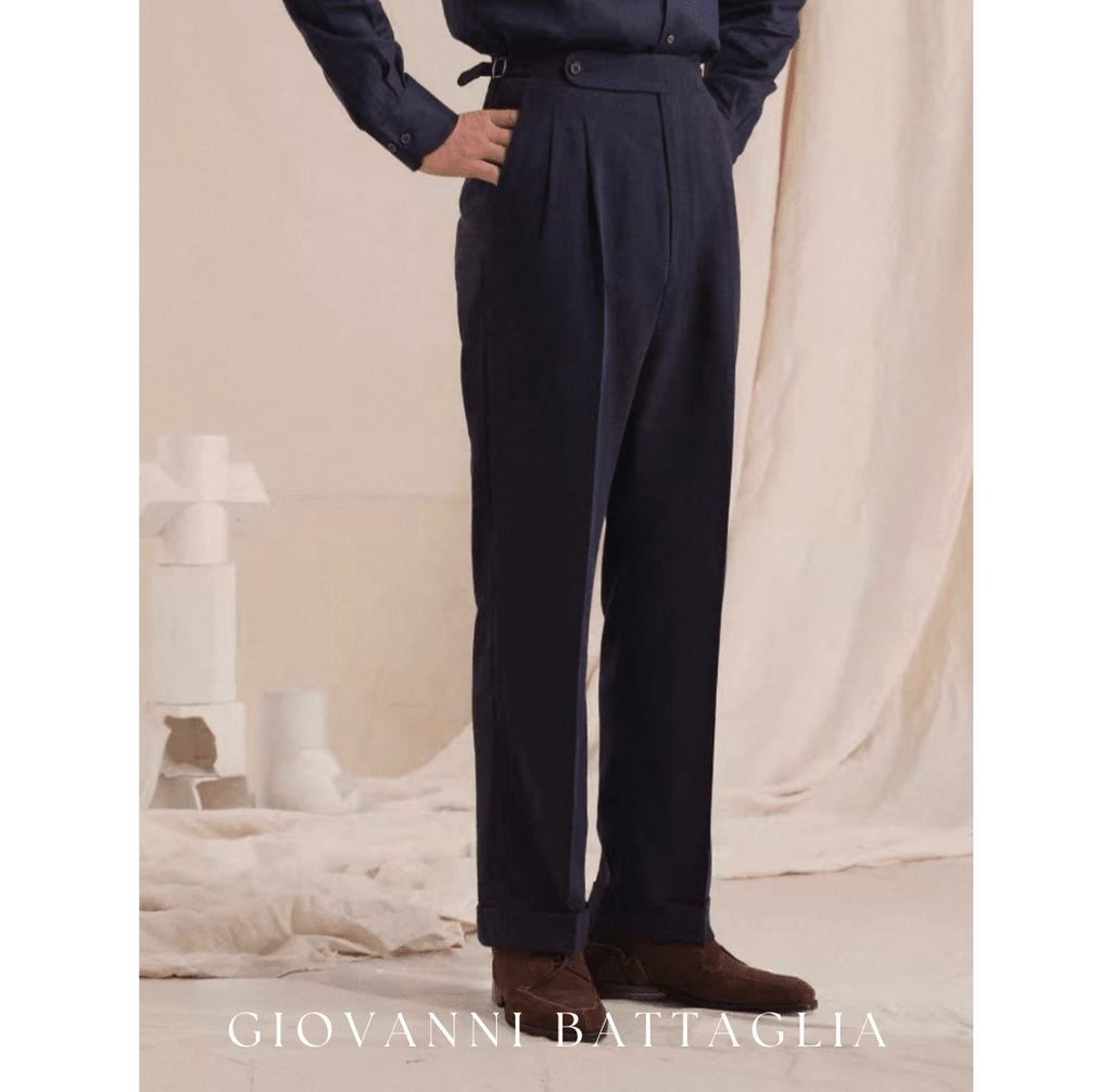 „L'Armatura“ | High - Twist Leinen - Struktur | Neapolitanische Doppelbundfaltenhose - Giovanni Battaglia