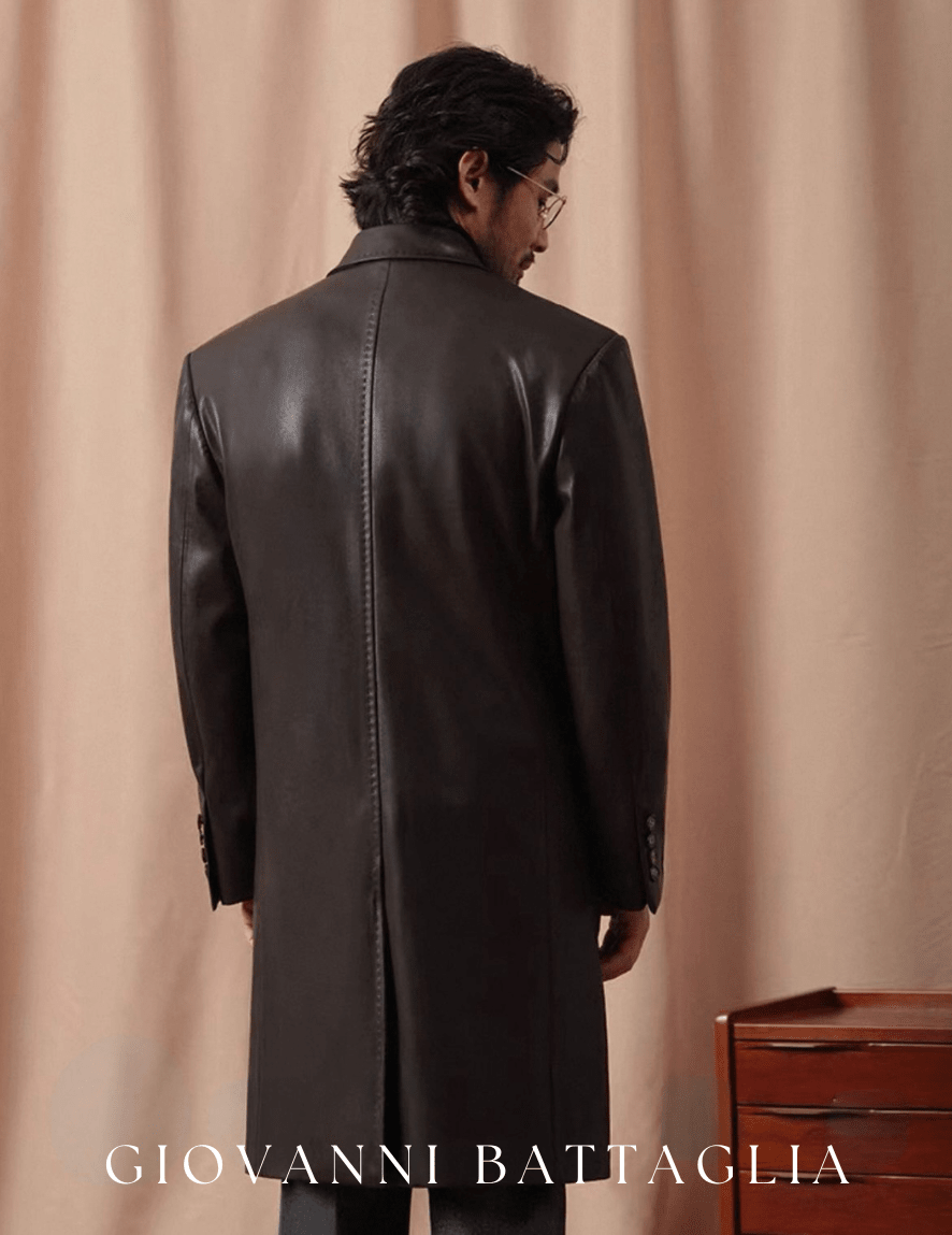 „L'Autorità“ | Zweireihiger Chesterfield Ledermantel | Premium Faux - Leder - Giovanni Battaglia