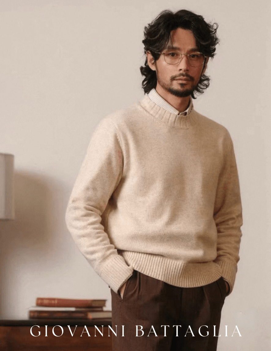 „L’Eterno“ | Merino - Wollmix Strickpullover | Klassisches Mock Neck Design - Giovanni Battaglia