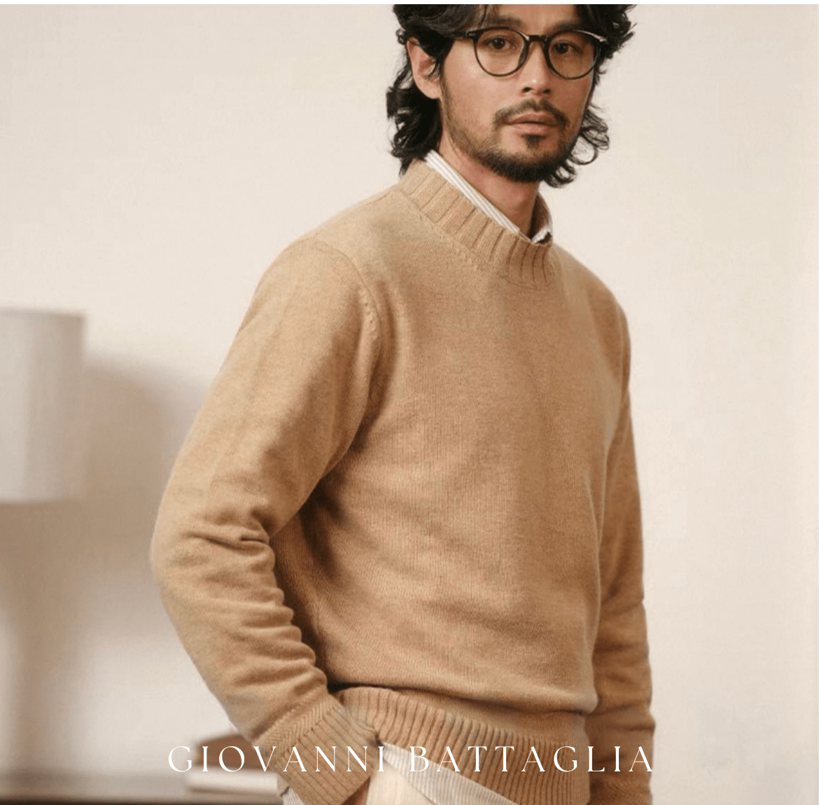 „L’Eterno“ | Merino - Wollmix Strickpullover | Klassisches Mock Neck Design - Giovanni Battaglia