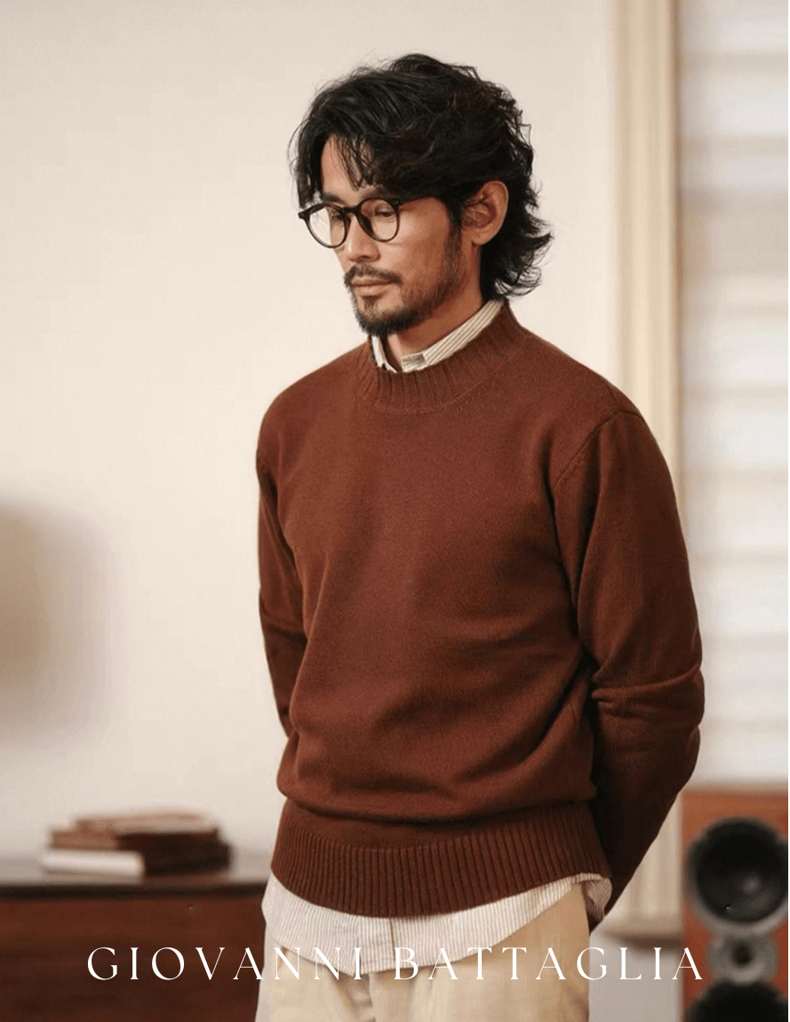 „L’Eterno“ | Merino - Wollmix Strickpullover | Klassisches Mock Neck Design - Giovanni Battaglia