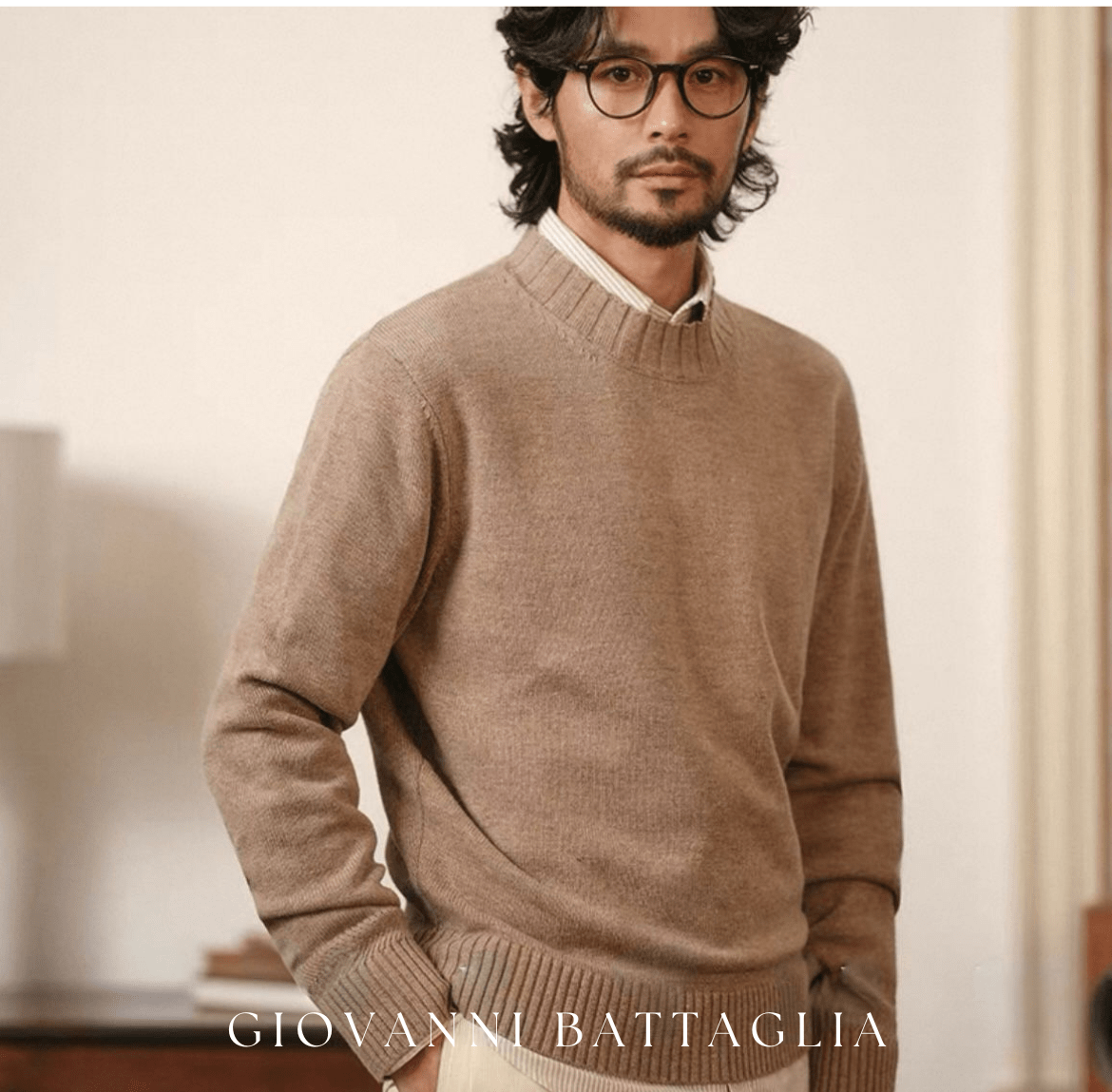 „L’Eterno“ | Merino - Wollmix Strickpullover | Klassisches Mock Neck Design - Giovanni Battaglia