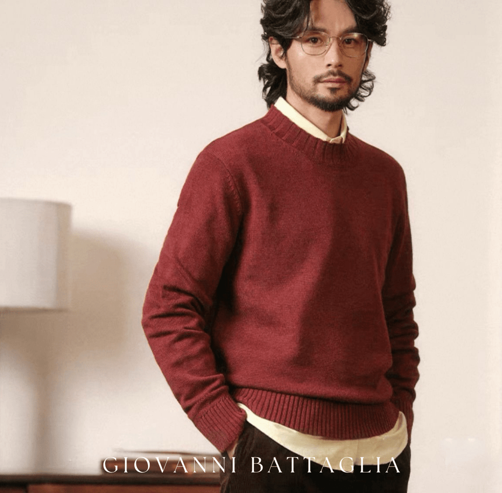 „L’Eterno“ | Merino - Wollmix Strickpullover | Klassisches Mock Neck Design - Giovanni Battaglia