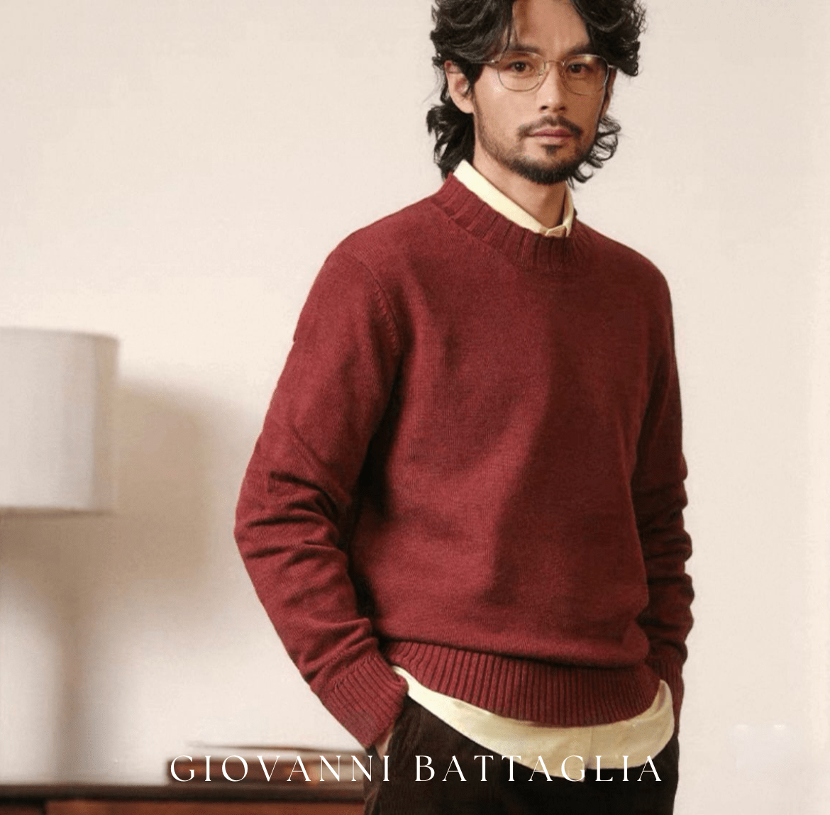 „L’Eterno“ | Merino - Wollmix Strickpullover | Klassisches Mock Neck Design - Giovanni Battaglia