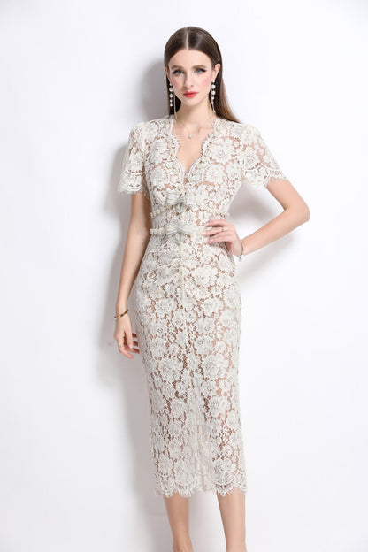 Magnolia White Lace Pencil Dress DZA