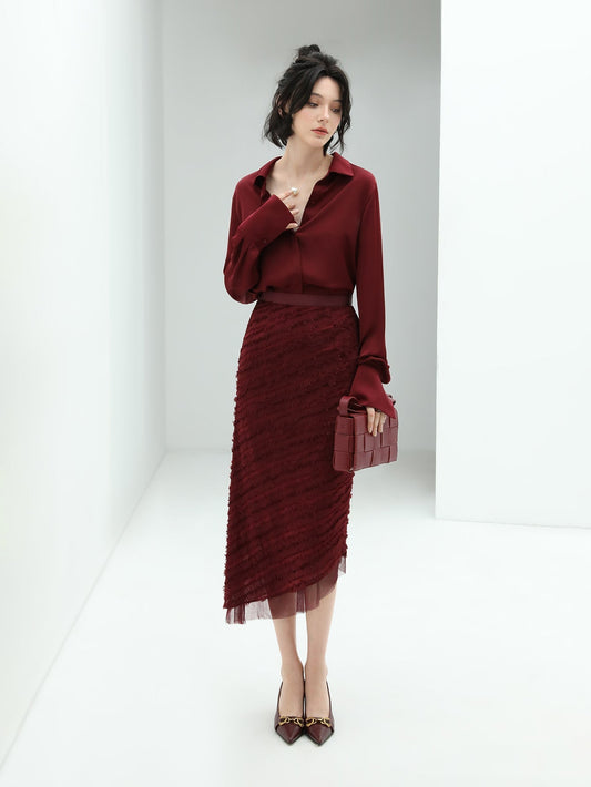 Burgundy Button-Down Shirt Cocobella