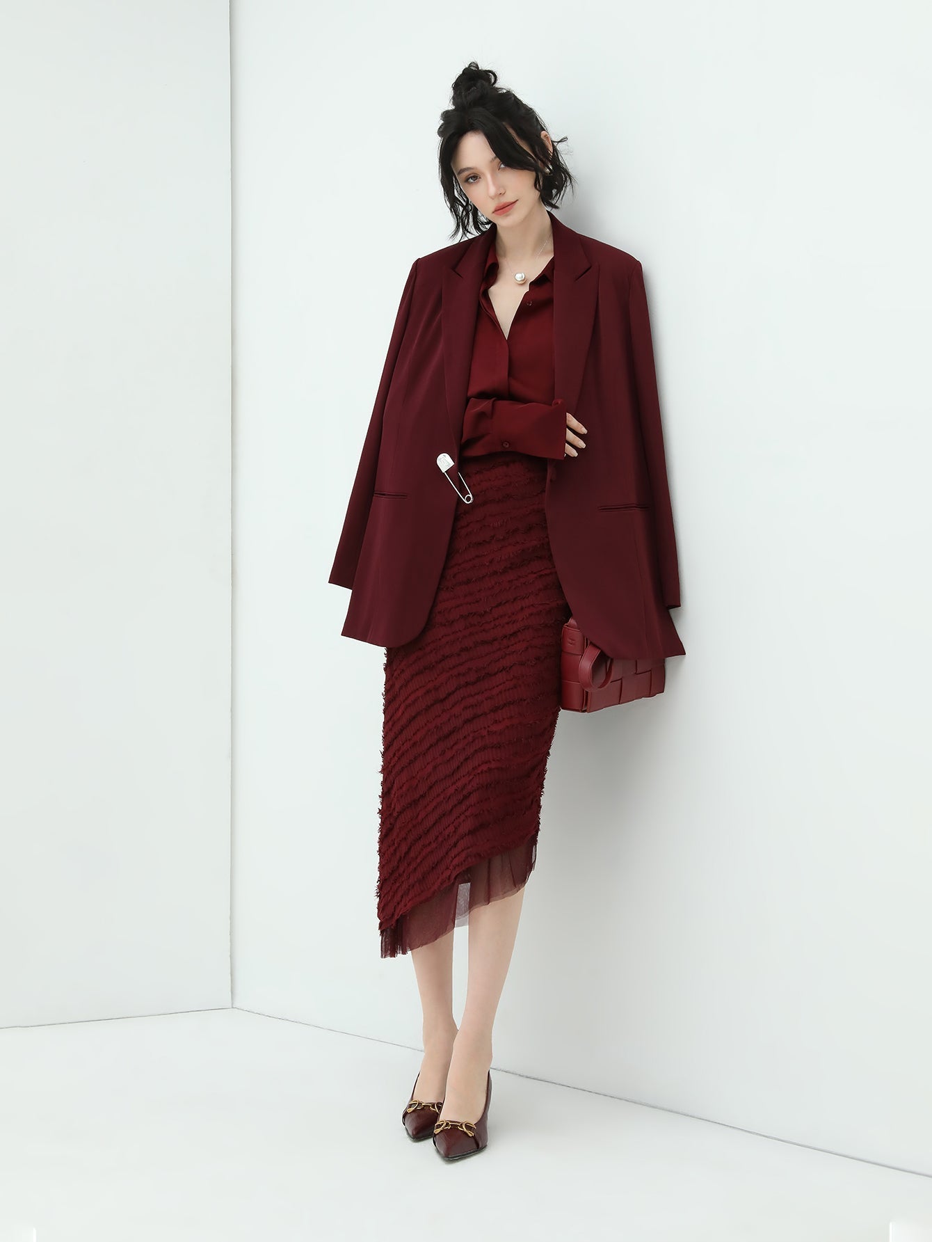 Burgundy Button-Down Shirt Cocobella