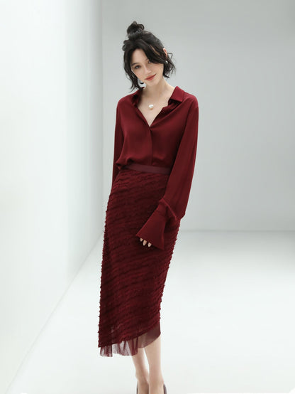 Burgundy Button-Down Shirt Cocobella