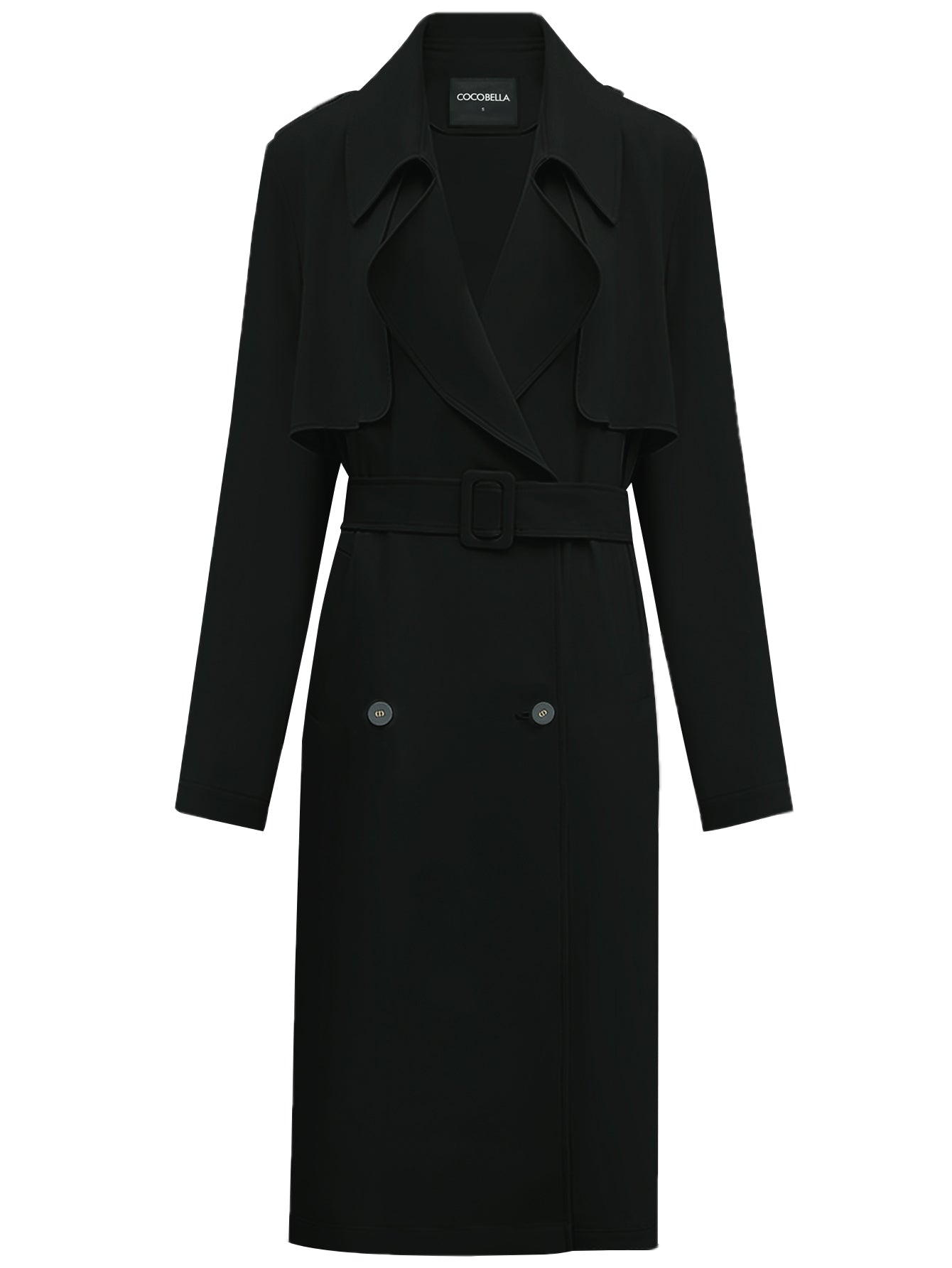 Draped Ruffled Trench Coat Cocobella
