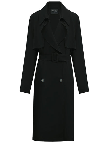 Draped Ruffled Trench Coat Cocobella