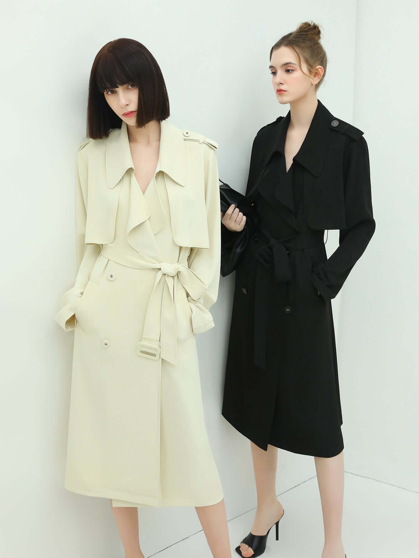 Draped Ruffled Trench Coat Cocobella