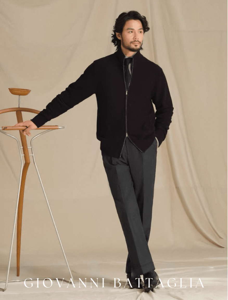 „Nobile Softness“ | Premium Kaschmir - Baumwolle | Sartorialer Two - Way - Zip Cardigan - Giovanni Battaglia