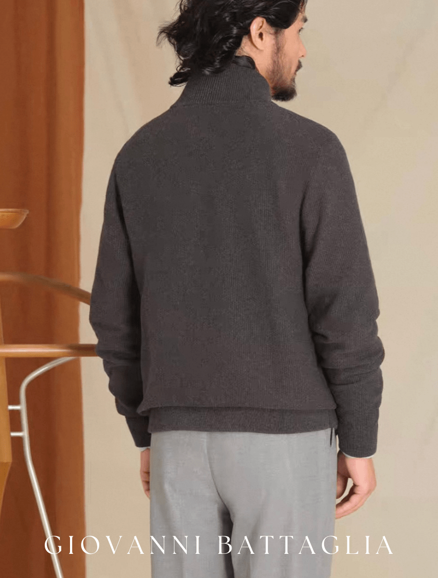 „Nobile Softness“ | Premium Kaschmir - Baumwolle | Sartorialer Two - Way - Zip Cardigan - Giovanni Battaglia