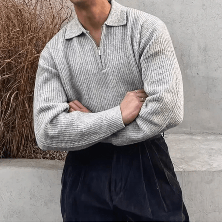 Old Money Pullover mit Reißverschluss aus Mischwolle - Giovanni Battaglia