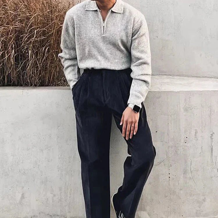 Old Money Pullover mit Reißverschluss aus Mischwolle - Giovanni Battaglia