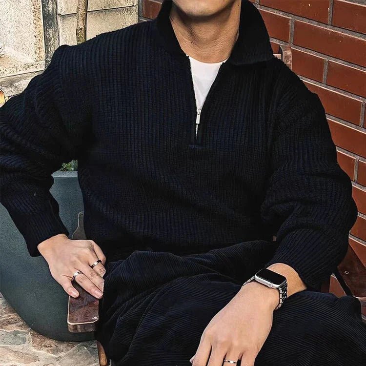 Old Money Pullover mit Reißverschluss aus Mischwolle - Giovanni Battaglia