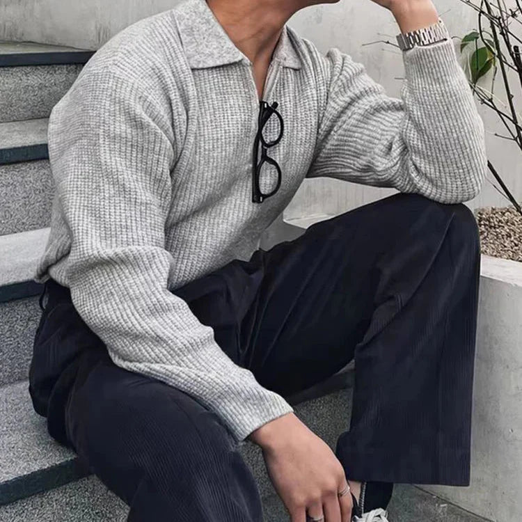 Old Money Pullover mit Reißverschluss aus Mischwolle - Giovanni Battaglia