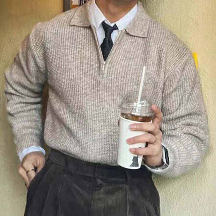 Old Money Pullover mit Reißverschluss aus Mischwolle - Giovanni Battaglia