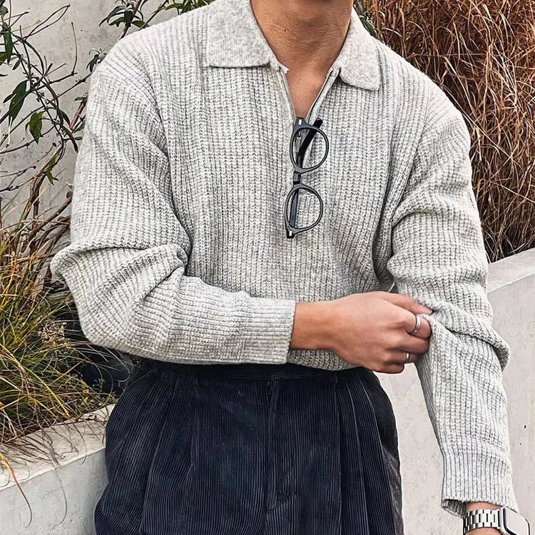 Old Money Pullover mit Reißverschluss aus Mischwolle - Giovanni Battaglia