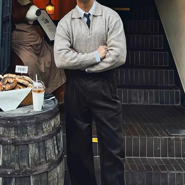 Old Money Pullover mit Reißverschluss aus Mischwolle - Giovanni Battaglia