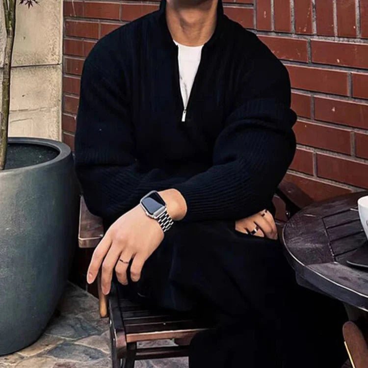 Old Money Pullover mit Reißverschluss aus Mischwolle - Giovanni Battaglia