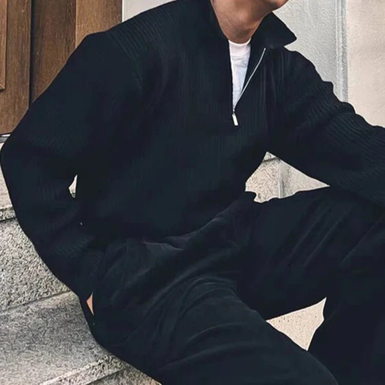 Old Money Pullover mit Reißverschluss aus Mischwolle - Giovanni Battaglia