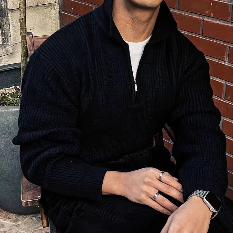 Old Money Pullover mit Reißverschluss aus Mischwolle - Giovanni Battaglia