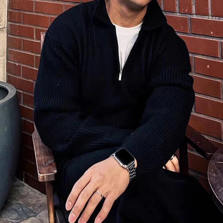 Old Money Pullover mit Reißverschluss aus Mischwolle - Giovanni Battaglia